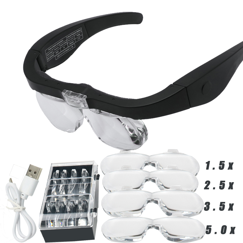 Electronics Repair Glasses - Vergrootglazen Vergrootglas1.5X 2.5X 3.5X 5.0X USB