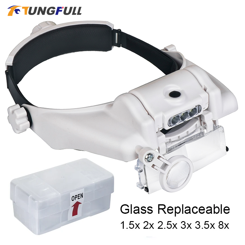 Electronics Repair Glasses - LED-hoofdbandvergrootglas Professionele vergrootglazen Handsfree loep Horloge